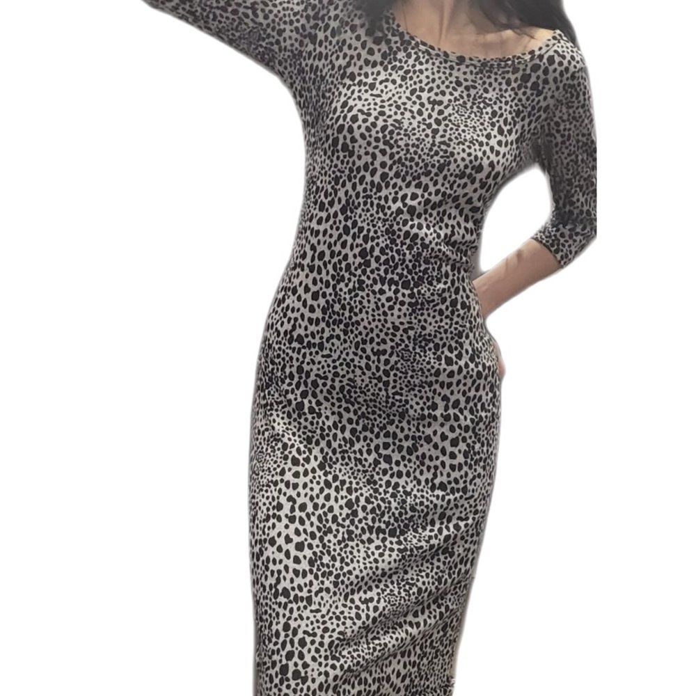 Sexy leopard print midi dress